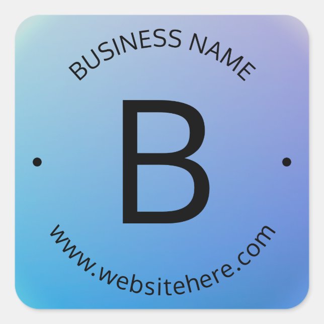 Blue & Purple Fading Ombre with Editable Text Square Sticker (Front)