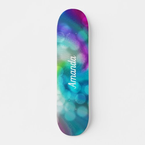 Blue Purple Fantasy Sparkles Skateboard