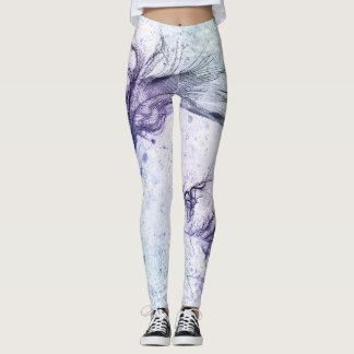 Blue Purple Feather Lite Leggings