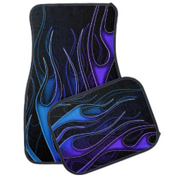 Blue &amp; Purple Flames Car Floor Mat