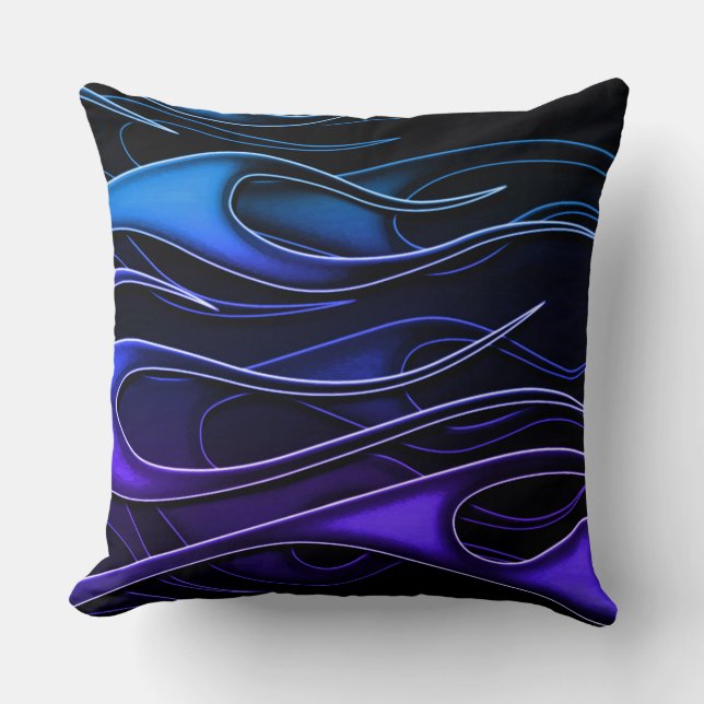 Blue & Purple Flames Throw Pillow (Front)