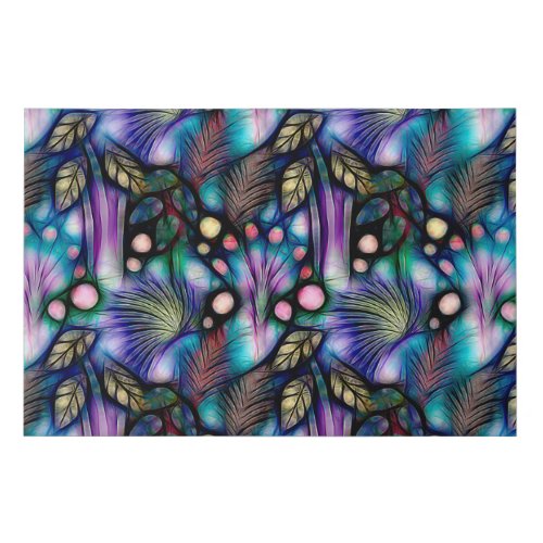 Blue Purple Floral Garden Watercolor Faux Canvas Print