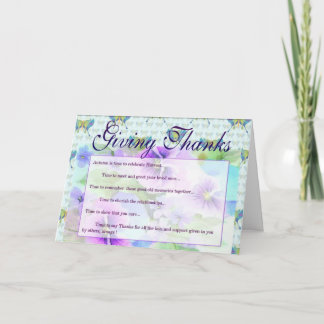 Blue & Purple floral Thanks Thank You Card