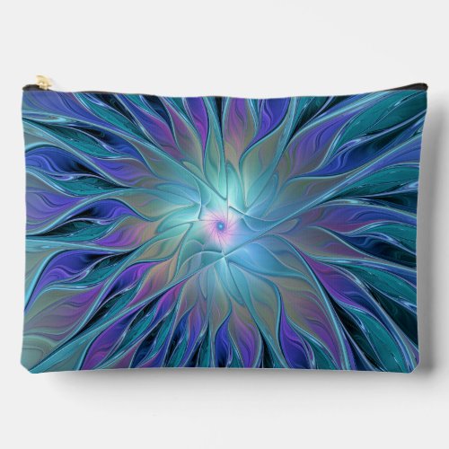 Blue Purple Flower Dream Abstract Fractal Art Accessory Pouch