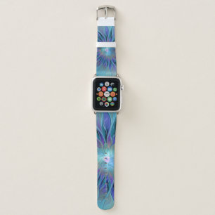 Blue Purple Flower Dream Abstract Fractal Art Apple Watch Band