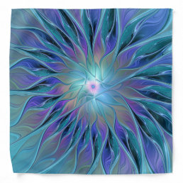 Blue Purple Flower Dream Abstract Fractal Art Bandana