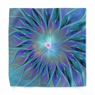 Blue Purple Flower Dream Abstract Fractal Art Bandana