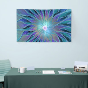 Blue Purple Flower Dream Abstract Fractal Art Banner