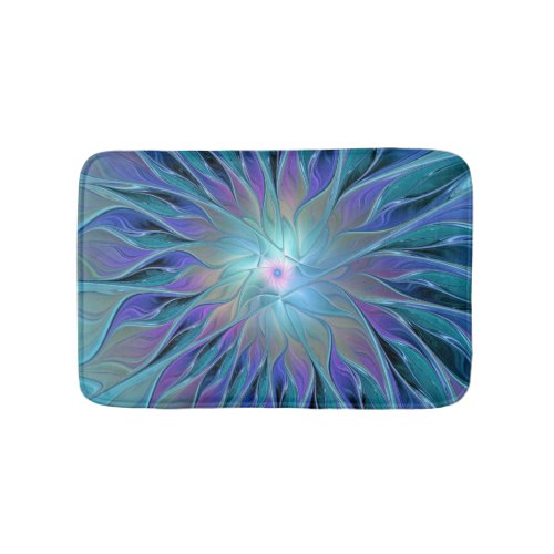 Blue Purple Flower Dream Abstract Fractal Art Bath Mat