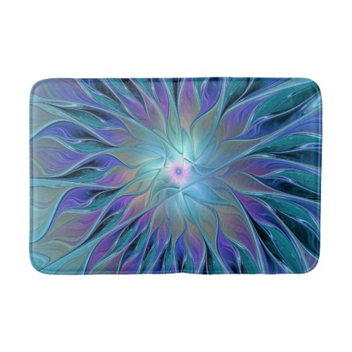 Blue Purple Flower Dream Abstract Fractal Art Bath Mat