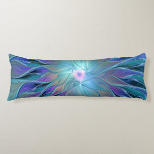 Blue Purple Flower Dream Abstract Fractal Art Body Pillow