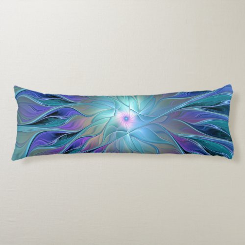 Blue Purple Flower Dream Abstract Fractal Art Body Pillow