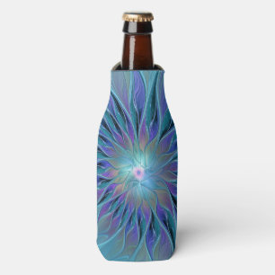 Blue Purple Flower Dream Abstract Fractal Art Bottle Cooler