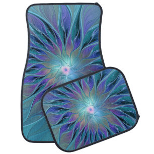 Blue Purple Flower Dream Abstract Fractal Art Car Floor Mat