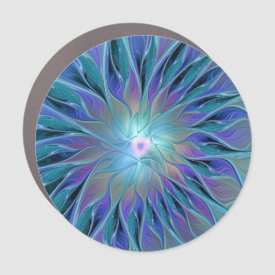 Blue Purple Flower Dream Abstract Fractal Art Car Magnet