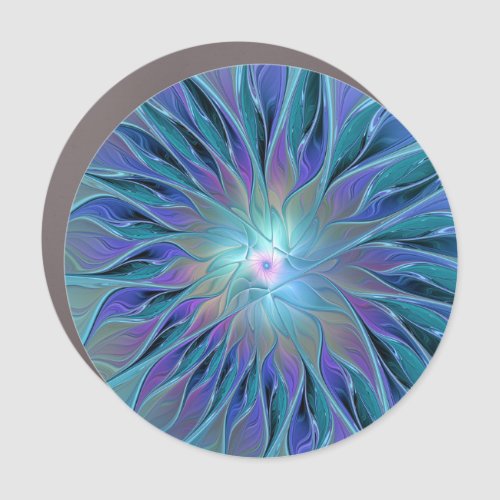 Blue Purple Flower Dream Abstract Fractal Art Car Magnet