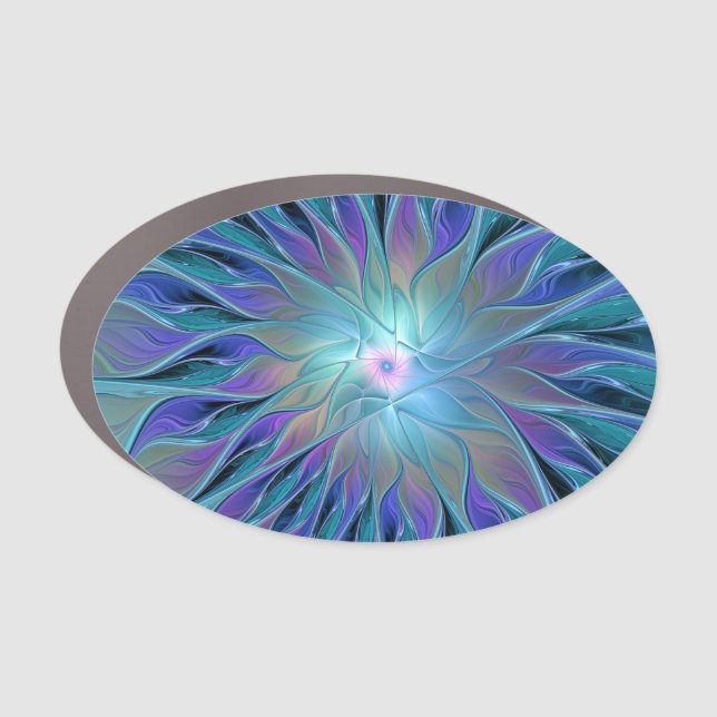 Blue Purple Flower Dream Abstract Fractal Art Car Magnet (Front)