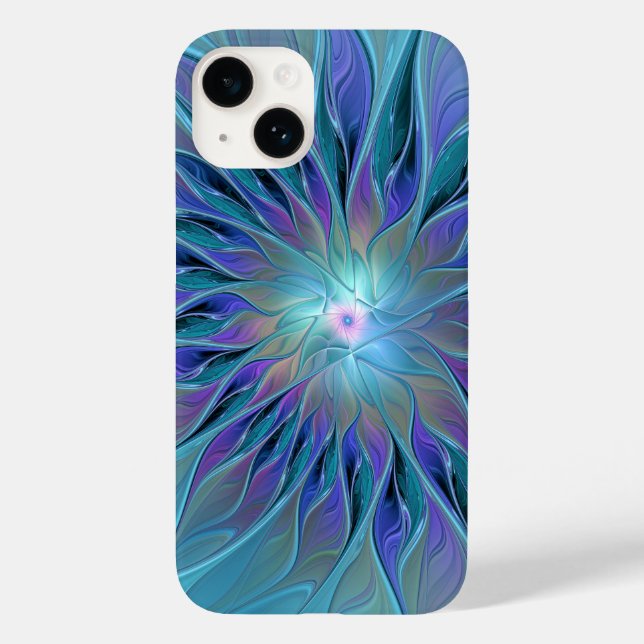 Blue Purple Flower Dream Abstract Fractal Art Case-Mate iPhone Case (Back)