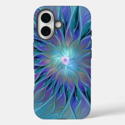 Blue Purple Flower Dream Abstract Fractal Art iPhone 16 Case