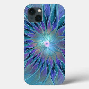 Blue Purple Flower Dream Abstract Fractal Art iPhone 13 Case