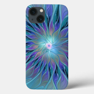 Blue Purple Flower Dream Abstract Fractal Art iPhone 13 Case