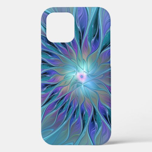 Blue Purple Flower Dream Abstract Fractal Art iPhone 12 Case