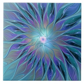 Blue Purple Flower Dream Abstract Fractal Art Ceramic Tile by GabiwArt at Zazzle
