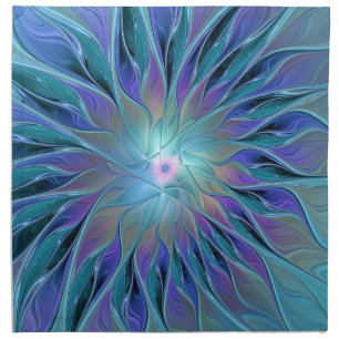 Blue Purple Flower Dream Abstract Fractal Art Cloth Napkin