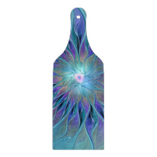 Blue Purple Flower Dream Abstract Fractal Art Cutting Board