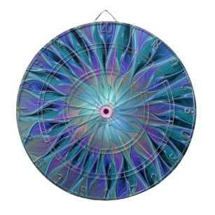 Blue Purple Flower Dream Abstract Fractal Art Dart Board