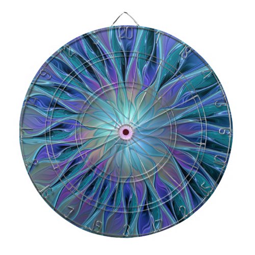 Blue Purple Flower Dream Abstract Fractal Art Dart Board