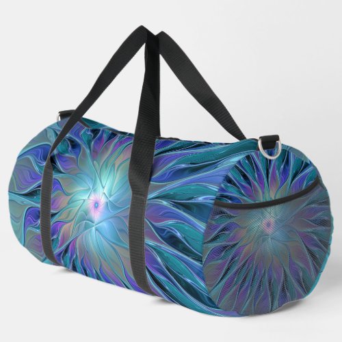 Blue Purple Flower Dream Abstract Fractal Art Duffle Bag