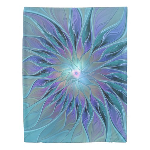 Blue Purple Flower Dream Abstract Fractal Art Duvet Cover