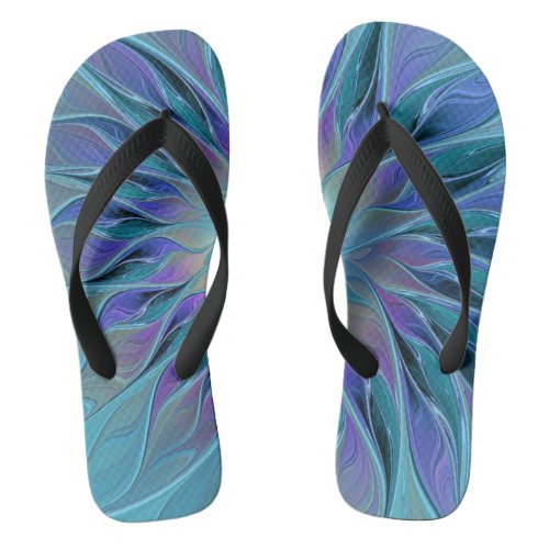 Blue Purple Flower Dream Abstract Fractal Art Flip Flops