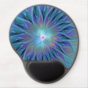 Blue Purple Flower Dream Abstract Fractal Art Gel Mouse Pad