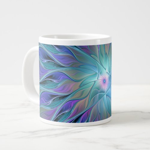 Blue Purple Flower Dream Abstract Fractal Art Giant Coffee Mug