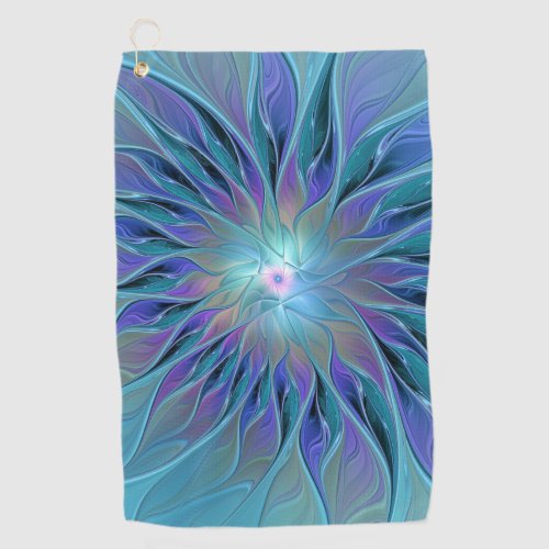Blue Purple Flower Dream Abstract Fractal Art Golf Towel