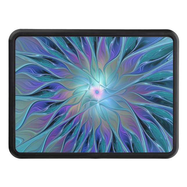 Blue Purple Flower Dream Abstract Fractal Art Hitch Cover (Front)