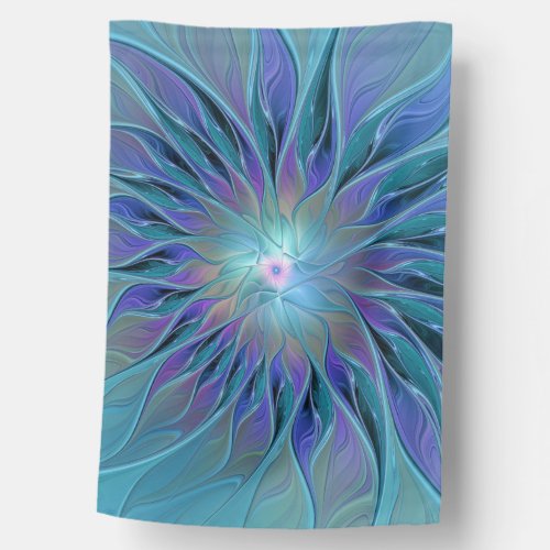 Blue Purple Flower Dream Abstract Fractal Art House Flag