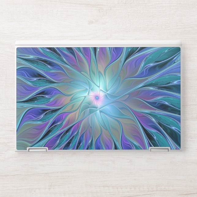 Blue Purple Flower Dream Abstract Fractal Art HP Laptop Skin (Front)