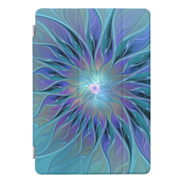 Blue Purple Flower Dream Abstract Fractal Art iPad Pro Cover (Front)