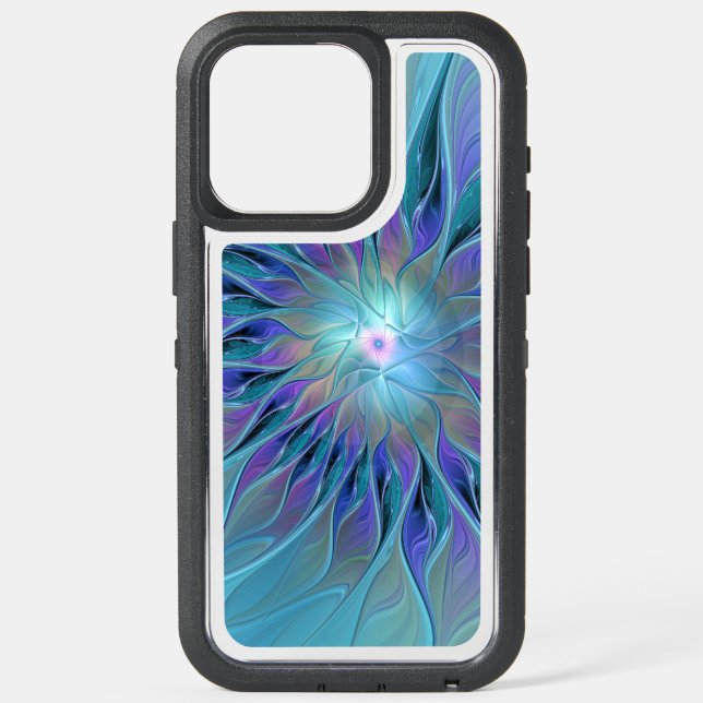 Blue Purple Flower Dream Abstract Fractal Art iPhone 15 Pro Max Case (Back)