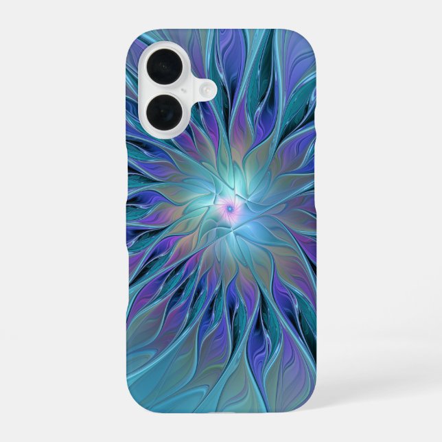 Blue Purple Flower Dream Abstract Fractal Art iPhone Case (Back)