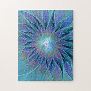 Blue Purple Flower Dream Abstract Fractal Art Jigsaw Puzzle