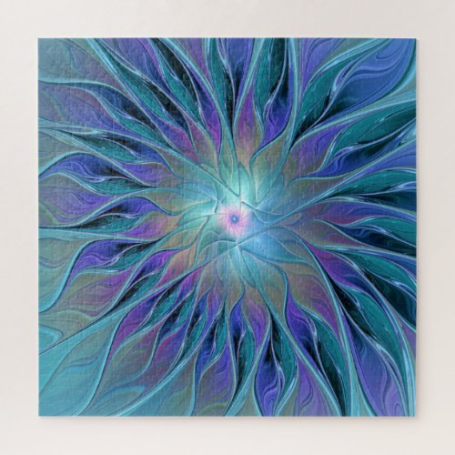 Blue Purple Flower Dream Abstract Fractal Art Jigsaw Puzzle