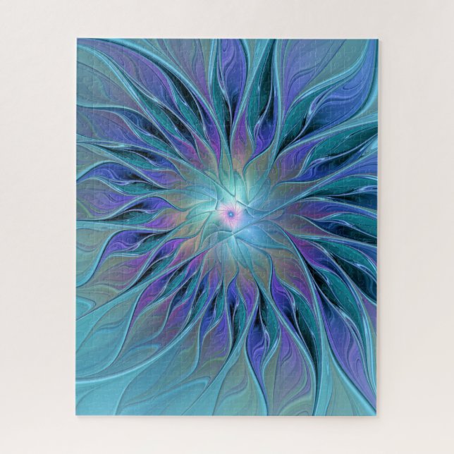 Blue Purple Flower Dream Abstract Fractal Art Jigsaw Puzzle (Vertical)