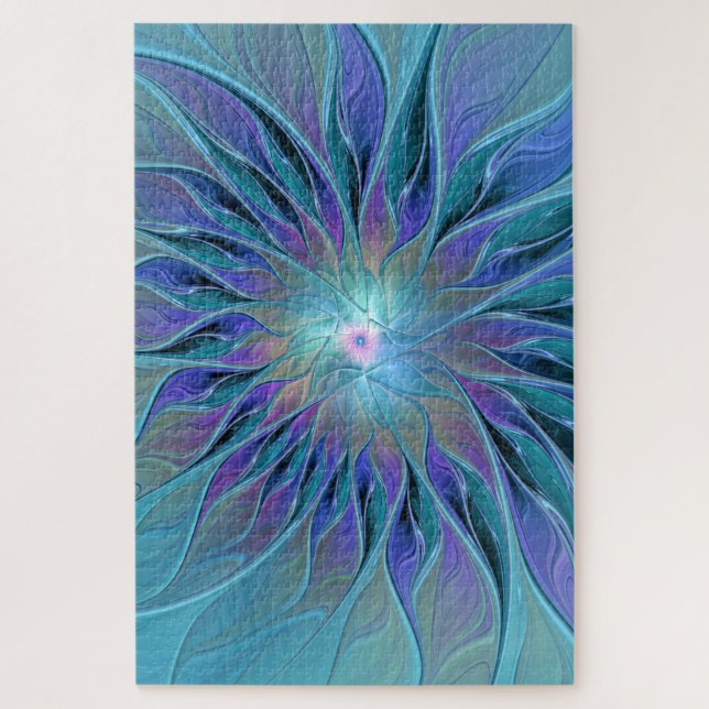 Blue Purple Flower Dream Abstract Fractal Art Jigsaw Puzzle (Vertical)