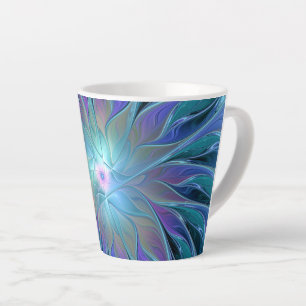 Blue Purple Flower Dream Abstract Fractal Art Latte Mug
