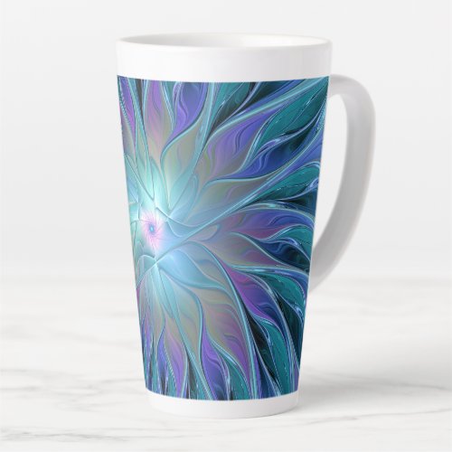 Blue Purple Flower Dream Abstract Fractal Art Latte Mug
