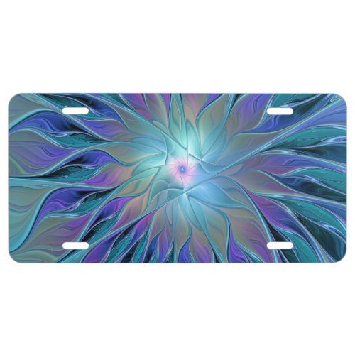 Blue Purple Flower Dream Abstract Fractal Art License Plate